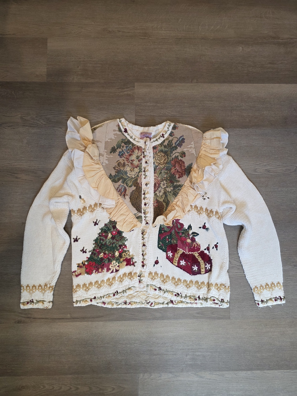 Remake Vintage Embellished Christmas Cardigan Sweater